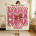 Personalized My First Love Mama Blanket,Mama Valentine Throw,Mother's Day Christmas Birthday Gift,Sentimental Mom Gift,Coquette Mama Blanket
