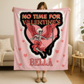 Personalized Name No Time for Valentines Skeleton Blanket,Skeleton Couple Blanket, Personalized Gothic Blanket, Alternative Valentine Gift