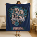 Personalized Skeleton Couple Quilt Blanket,Romantic Skeleton Couple Throw,Gothic Love Gifts For Her,Goth Couple Valentine Throw,Wedding Gift