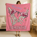 True Love Never Dies Valentines Skeleton Blanket,Skeleton Heart Blanket, Romantic Relationship Quote, Dark Love Saying, Valentine Gift