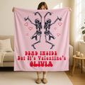 Personalized Dancing Skeletons Valentine Blanket, Dead Inside Love Throw,Gothic Valentine Gift, Romantic Skeleton Throw,Gothic Couples Gift