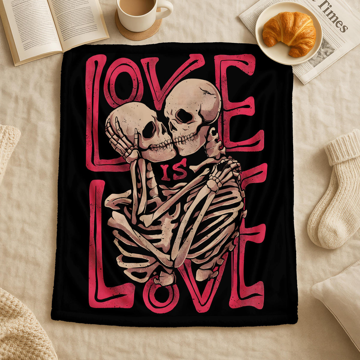 Skeleton Love Blanket,Skeleton Couple Gift,Gothic Valentine Skeleton Blanket,Dark Romantic Home Decor, Occult Valentine Gift,Skeleton Couple