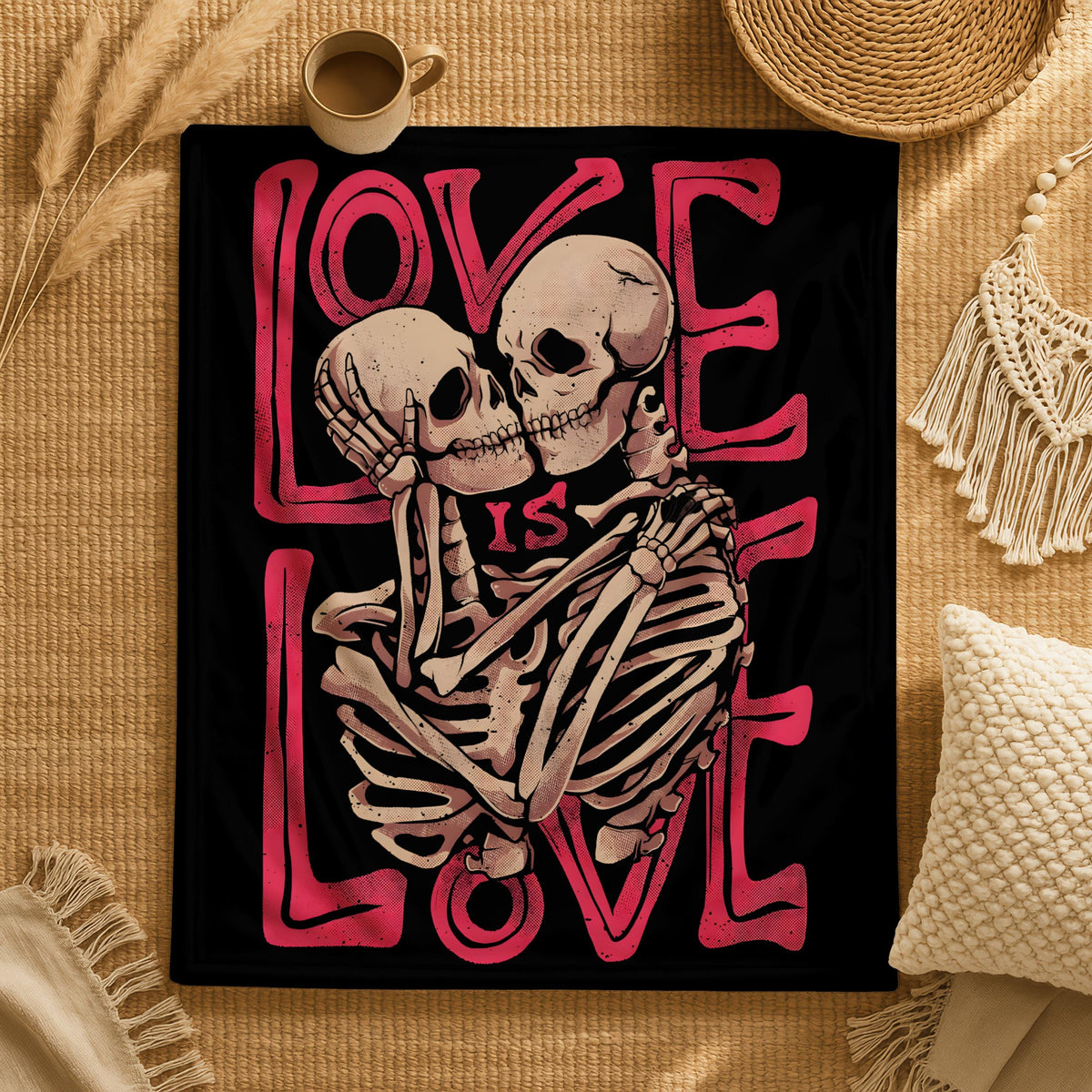 Skeleton Love Blanket,Skeleton Couple Gift,Gothic Valentine Skeleton Blanket,Dark Romantic Home Decor, Occult Valentine Gift,Skeleton Couple