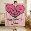 Personalized Happy Valentines Day Skull Love Blanket,Skeletons Kissing Throw,Valentines Day Gift,Couple Gift,Romantic Skeleton Throw Blanket