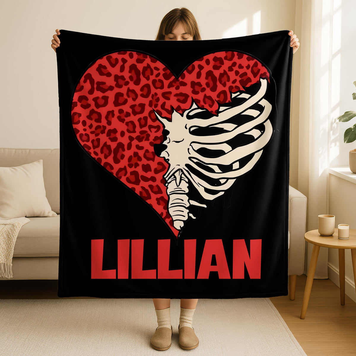 Skeleton Heart Blanket,Love Goth Till Death Throw,Gothic Home Decor Throw, Romantic Skeleton Blanket, Dark Humor Love Gift,Girlfriend Gift