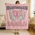 Personalized Heart Breaker Skeleton Love Blanket,Heart Hand Throw,Gothic Home Decor,Romantic Skeleton Throw,Goth Couple Gift,Dark Humor Love