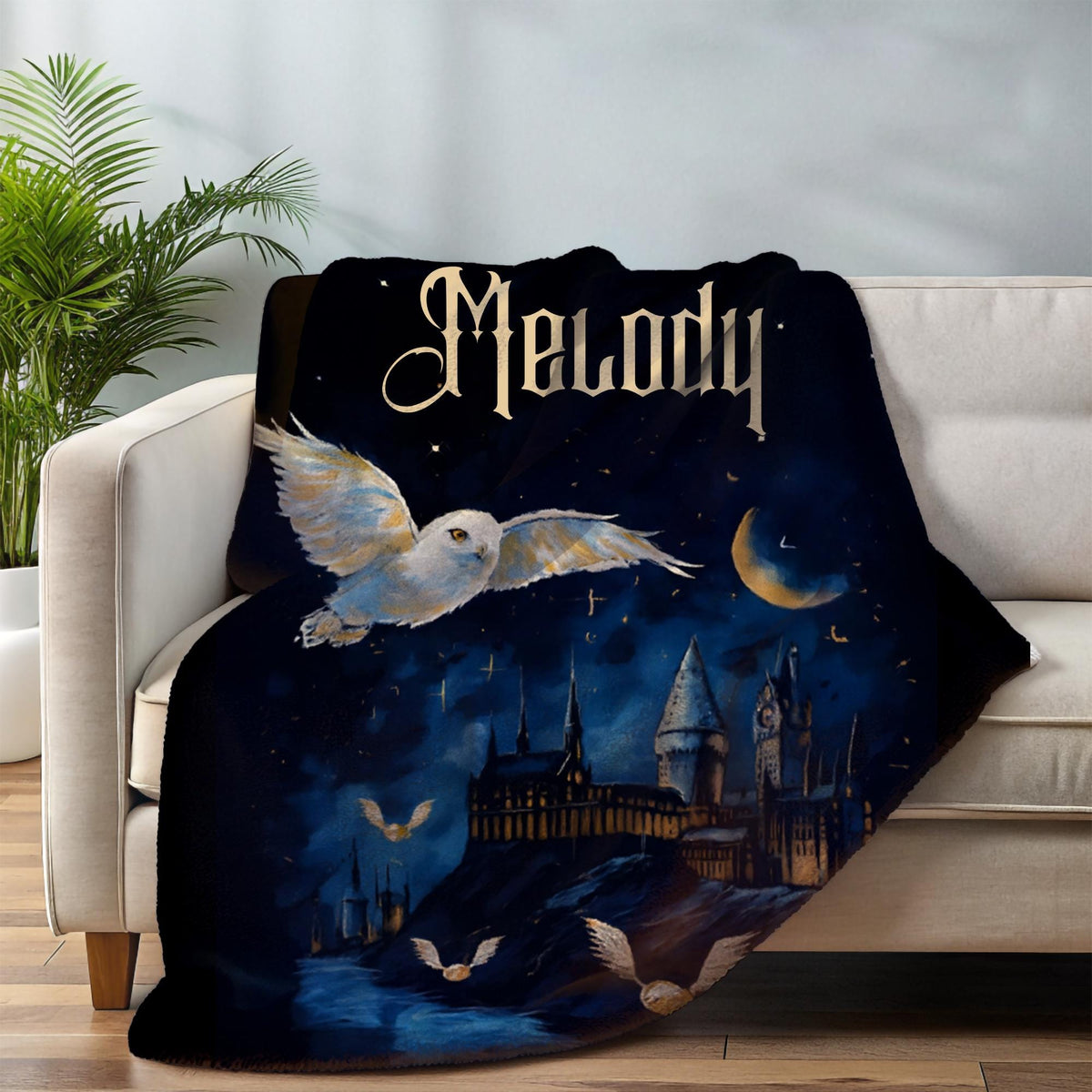 Personalized Wizard Blanket,Custom Name Witch Blanket,Fantasy Throw Gift,Magic School Design,Cozy Sorcerer Gift for Kids,Valentine's Gifts