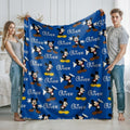 Custom Name Mouse Inspired Blanket, Personalized Blue Kids Throw, Cute Cartoon Mouse Gift, Boys Bedroom Decor