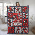 Deadpool Style Personalized Blanket, Superhero Comic Quilt Blanket, Custom Name Fleece Blanket, Marvel Fan Gift, Cozy Throw Blanket