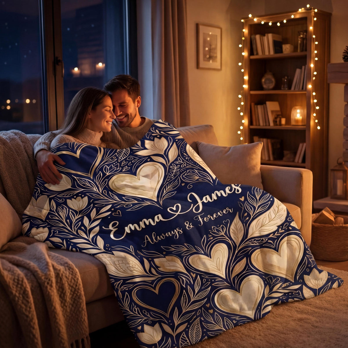 Couple Name Blanket, Personalized Flannel Throw, Custom Anniversary Gift for Him Her
