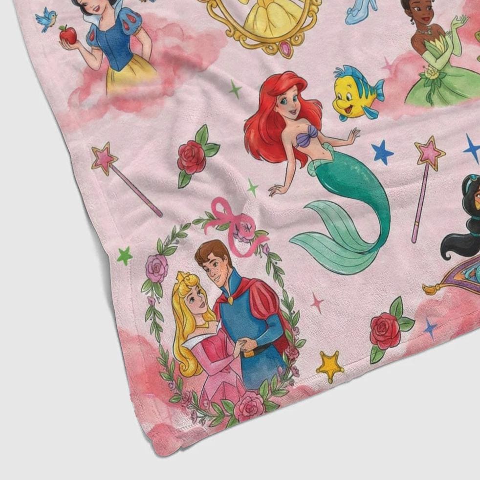Personalized Disney Princess Fleece Blanket, Disney Queen Elsa, Anna, Rapunzel, Snow White Princess Throw Blanket for Baby Girls Blanket