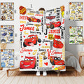Personalized Disney Cars Blanket with Name, Custom Lightning McQueen Toddler Bedding, Kids Race Car Birthday Gift, Soft Fleece Nursery Throw