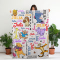 Personalized Winnie the Pooh Baby Blanket with Name, Custom Classic Pooh Nursery Decor, Soft Newborn Swaddle, Baby Shower Gift for Girls