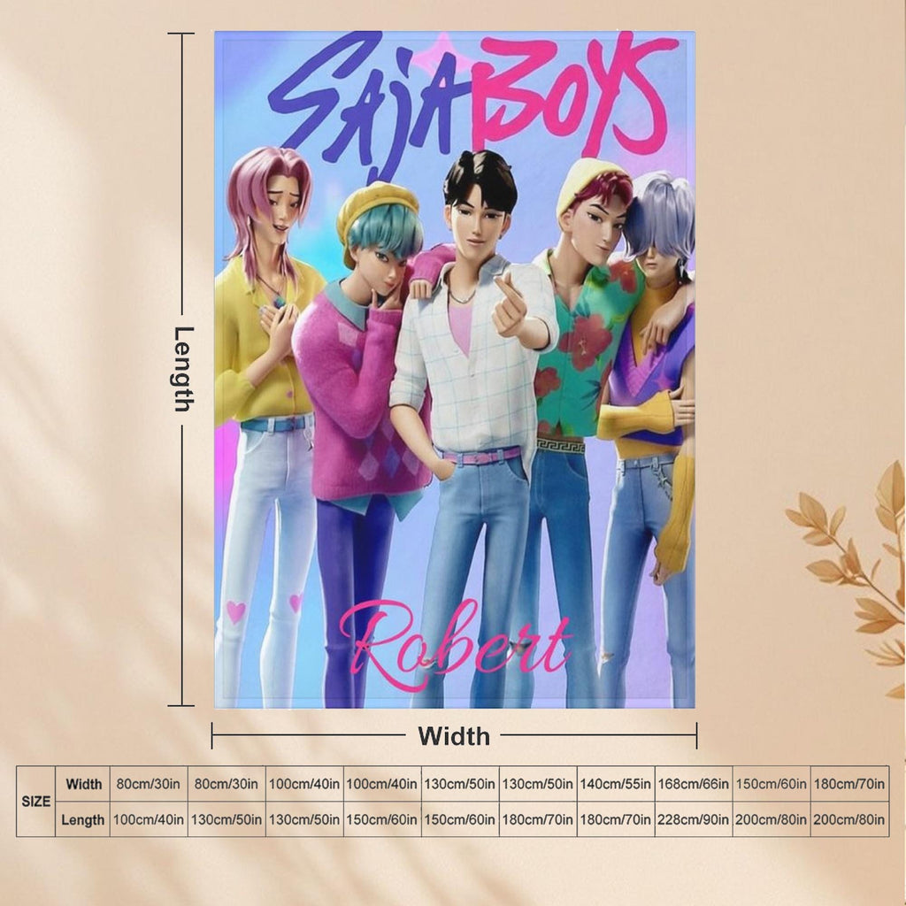Saja Boys Blanket,Custom Gift for K-Pop Fans,Custom Kpop Demon Hunters Blanket,Personalized Huntrix Rumi, Mira, Zoey Blanket,K-pop Fun Gifts