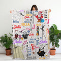 Personalized Nightmare Christmas Blanket, Custom Name Jack and Sally Fleece Throw, Spooky Cute Kids Bedding, Birthday Gift for Her or Him