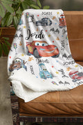 Customizable Lightning McQueen Baby Blanket, Cars Sherpa Fleece Decor