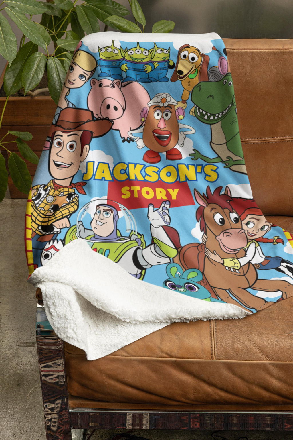 Personalized Toy Story Blanket, Custom Name Minky Flannel Throw