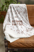 Personalized Western Cowboy Baby Blanket, Custom Name Horse Nursery Throw