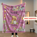 Personalized Winnie the Pooh Blanket, Custom Name Baby Nursery Throw, Soft Minky Flannel