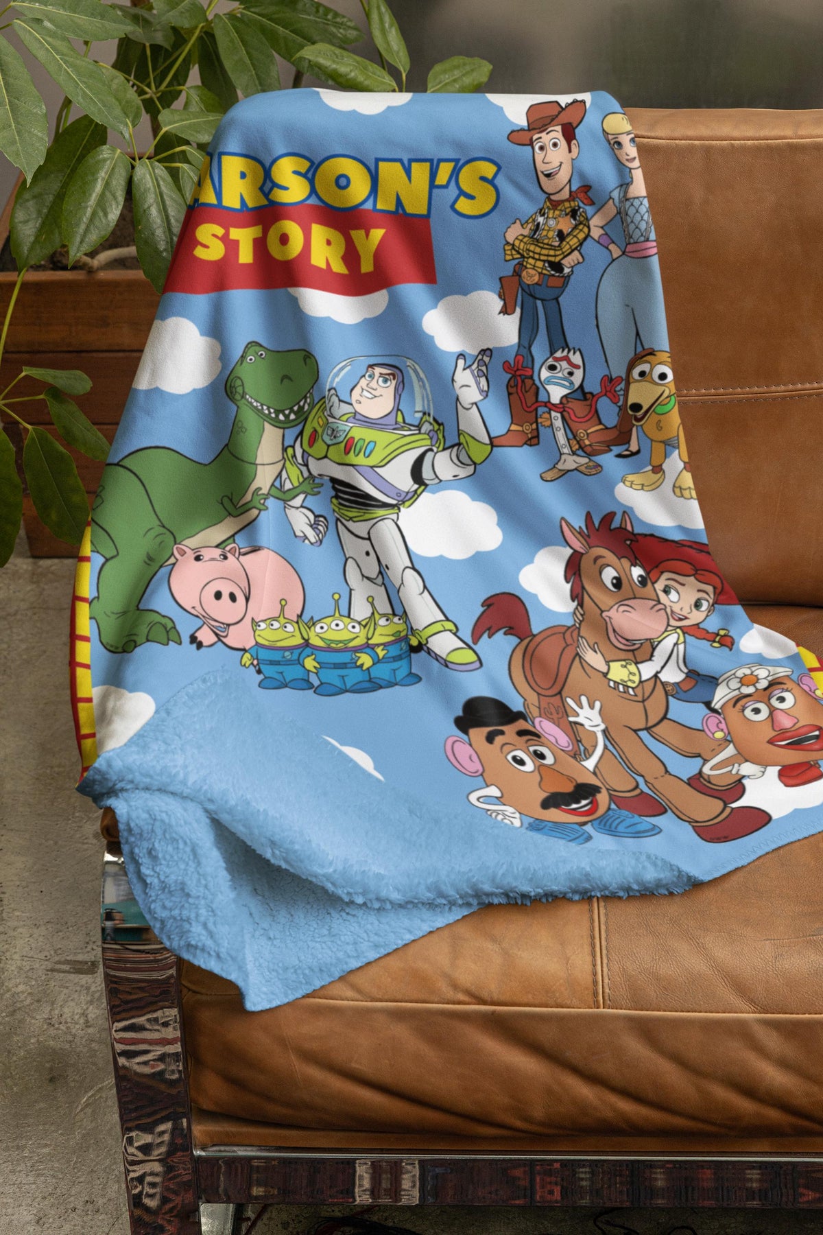 Personalized Toy Story Blanket, Custom Name Minky Flannel Throw