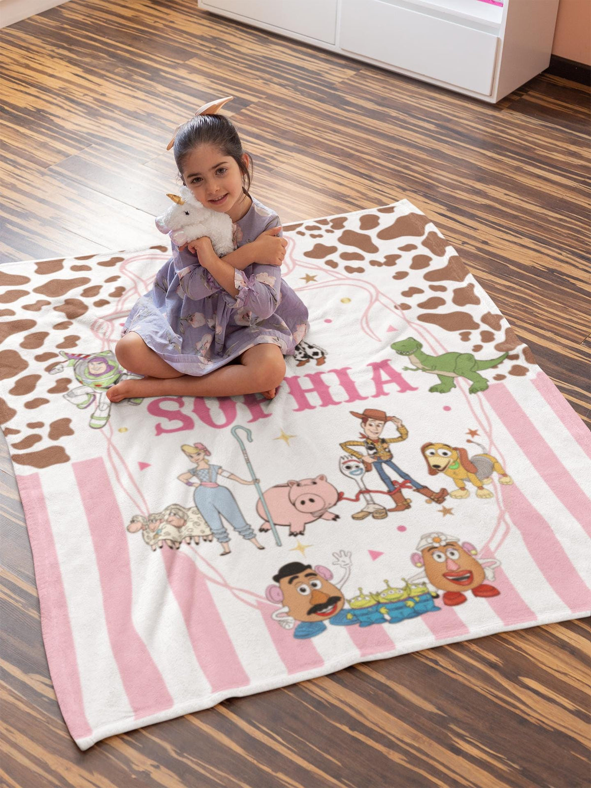 Personalized Toy Story Blanket, Custom Name Minky Flannel Throw