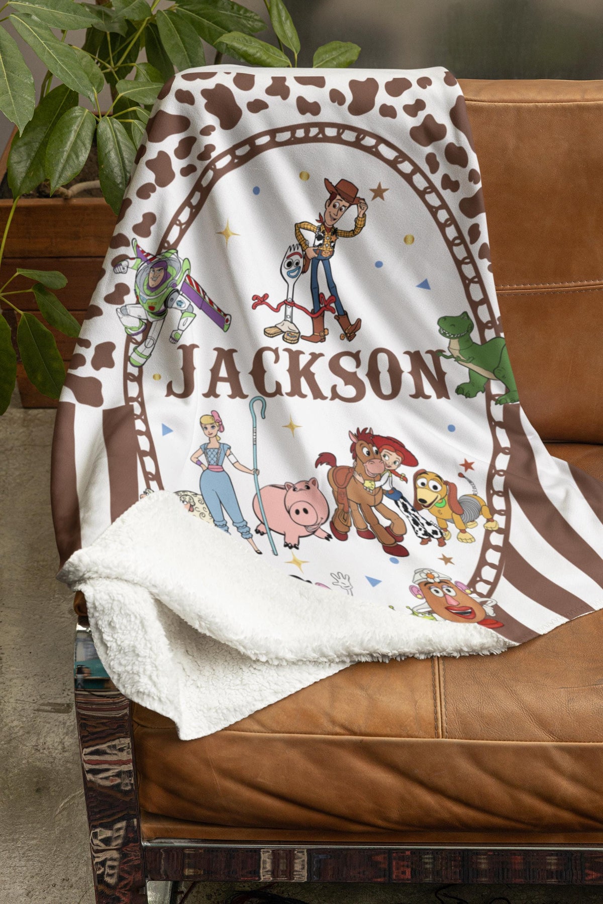 Personalized Toy Story Blanket, Custom Name Minky Flannel Throw