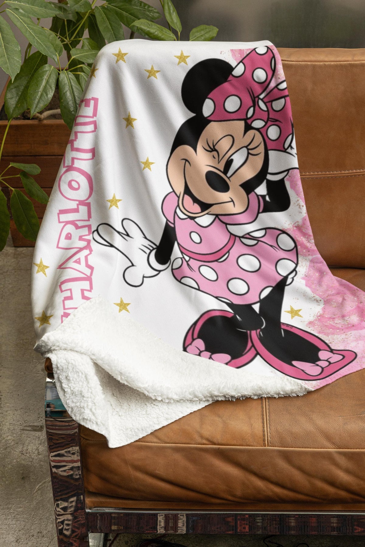 Personalized Minnie Mouse Minky Blanket, Custom Name Throw, Birthday Gift