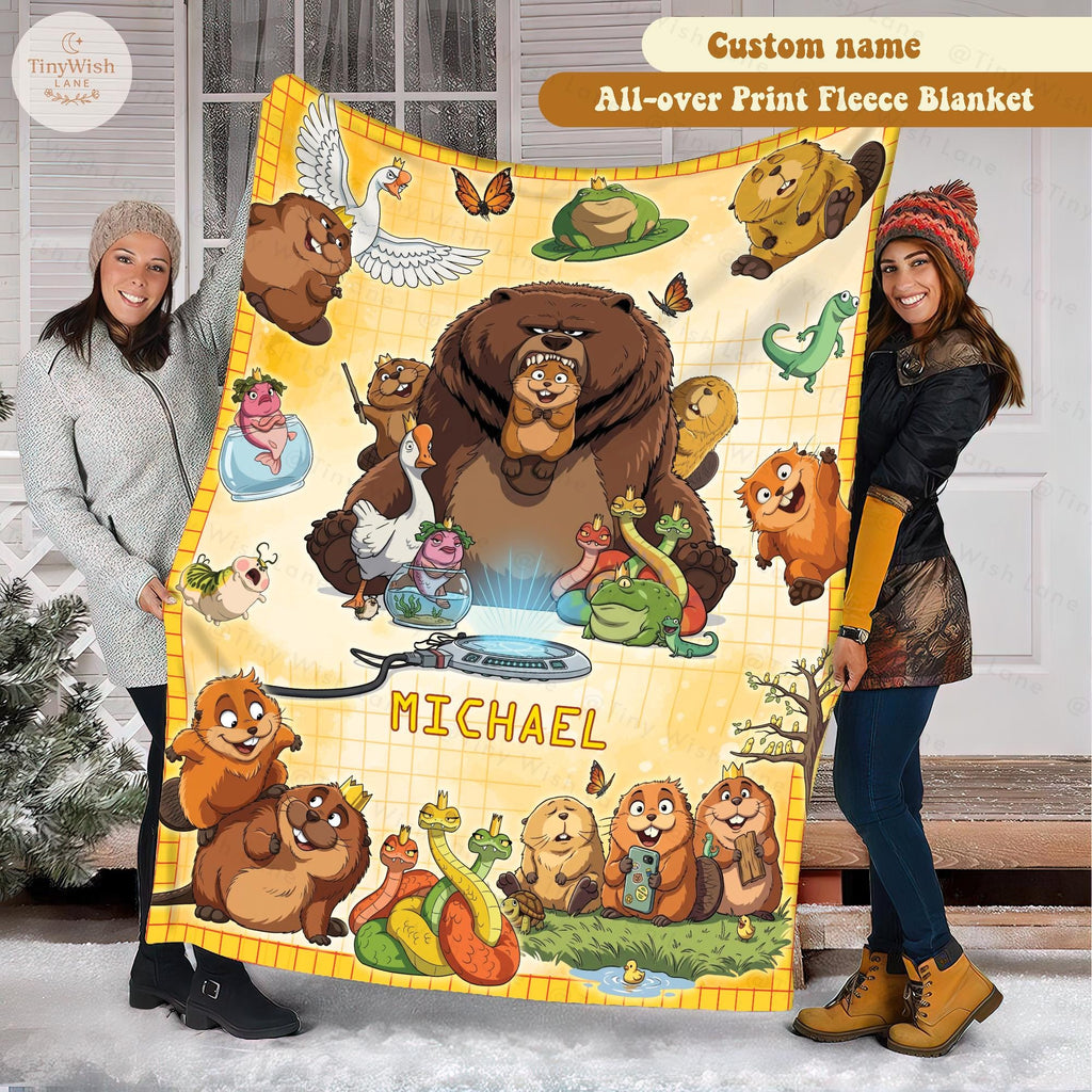 Personalized Cartoon Pixar Blanket, Hopper Inspired Custom Name Blanket, Cute Kids Fleece Throw, Birthday Gift for Boy Girl, Disney Family