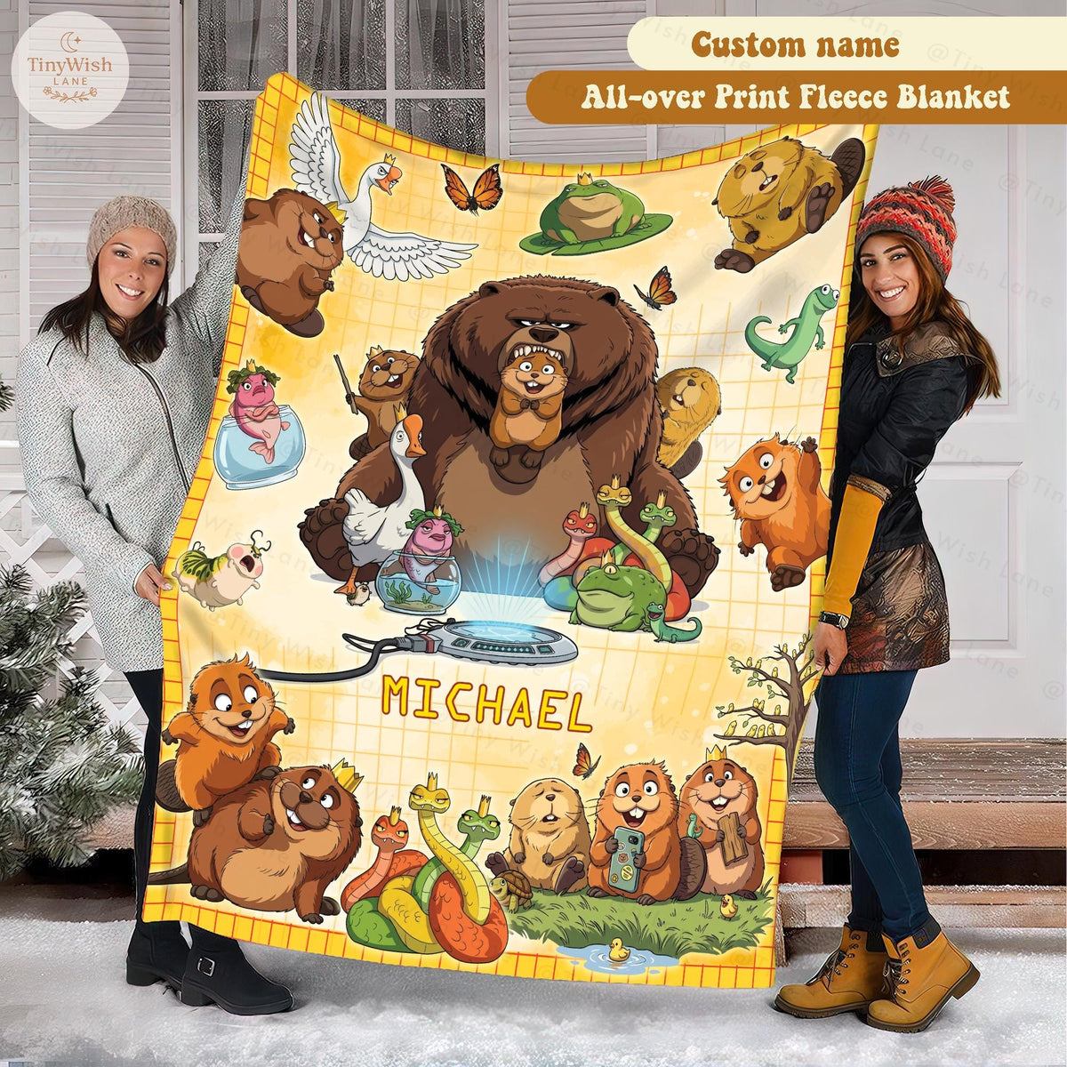 Personalized Cartoon Pixar Blanket, Hopper Inspired Custom Name Blanket, Cute Kids Fleece Throw, Birthday Gift for Boy Girl, Disney Family
