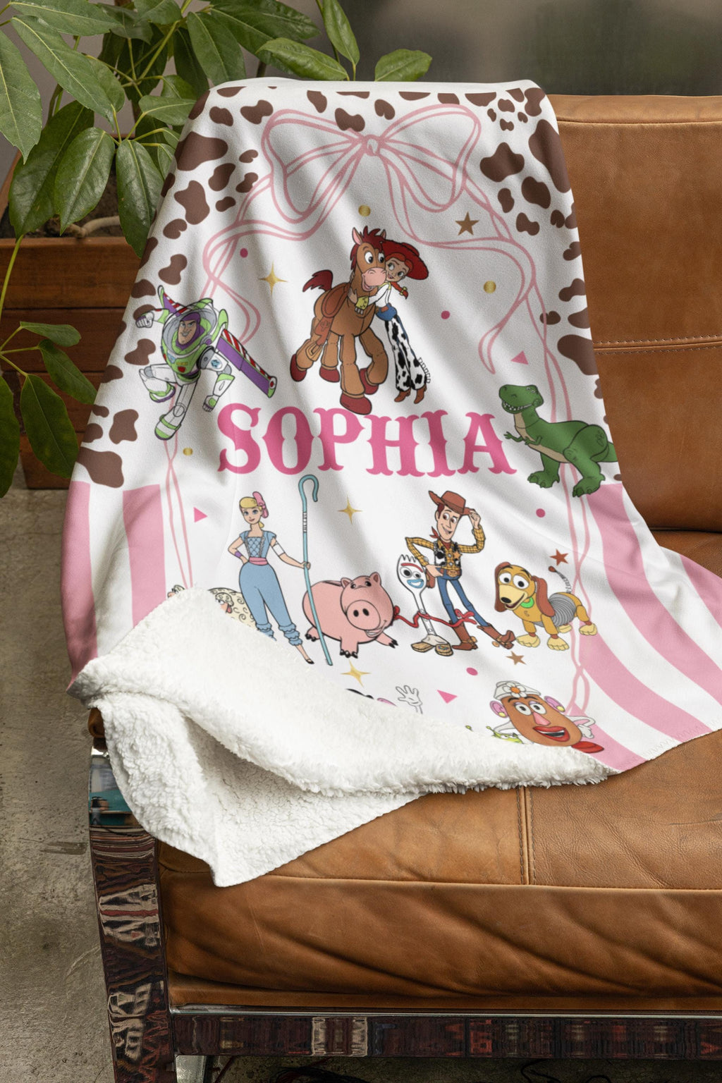 Personalized Toy Story Blanket, Custom Name Minky Flannel Throw