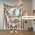 Personalized Toy Story Blanket, Custom Name Minky Flannel Throw