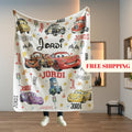Lightning McQueen Blanket - Custom Name, Soft Kids Throw