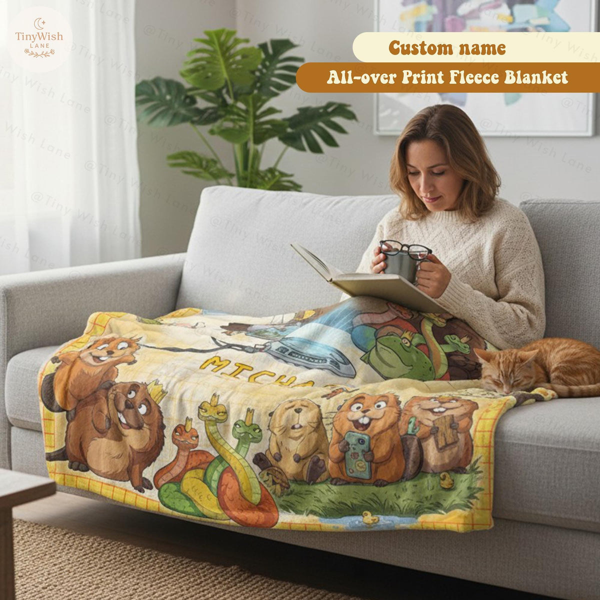 Personalized Cartoon Pixar Blanket, Hopper Inspired Custom Name Blanket, Cute Kids Fleece Throw, Birthday Gift for Boy Girl, Disney Family