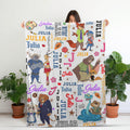 Custom Name Blanket for Kids, Personalized Zootopia Cartoon Throw, Cute Animal Nursery Decor, Birthday Gift for Girls Boys, Toddler Blanket