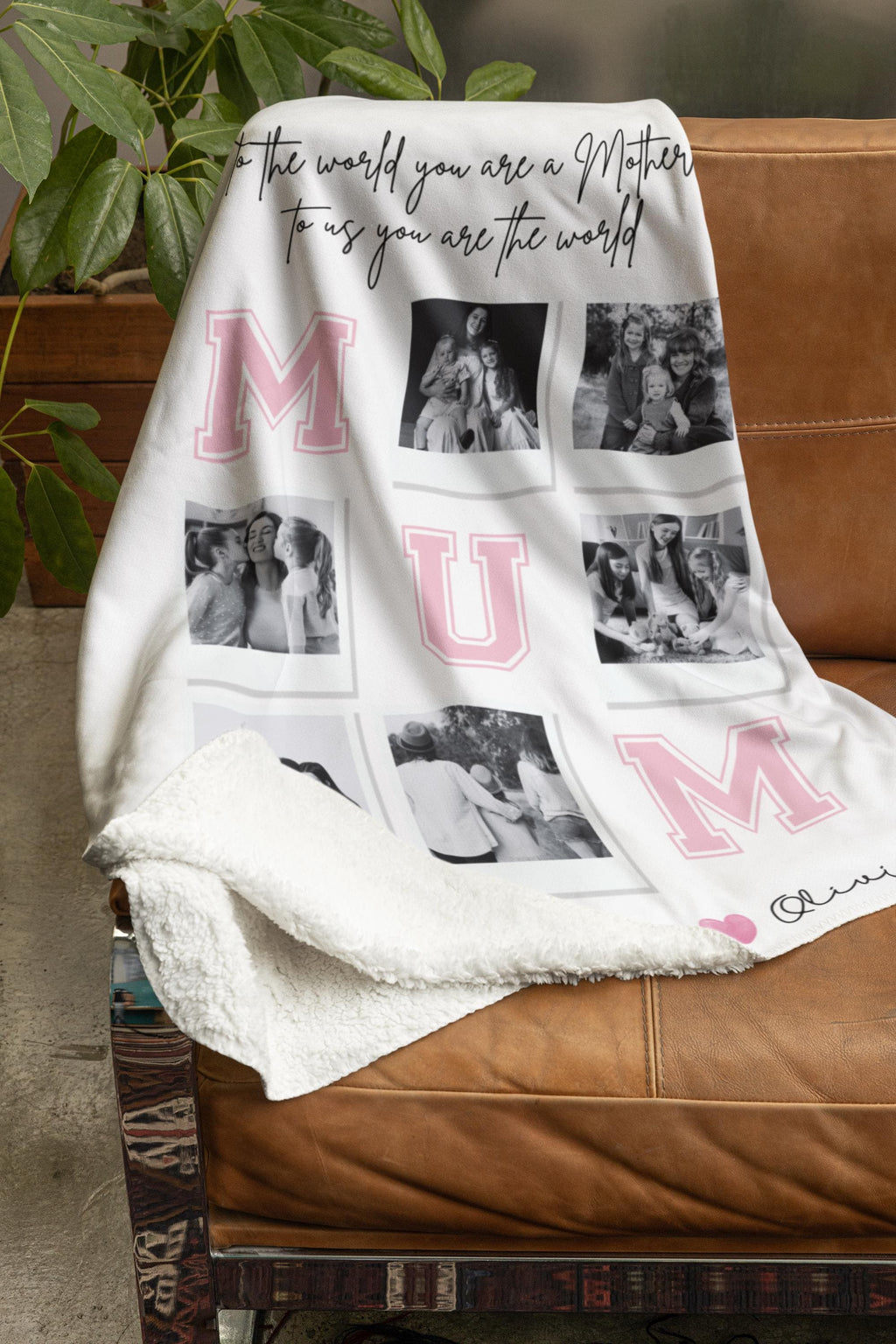 Personalized Mom and children Blanket, Custom Family Name Fleece Throw
