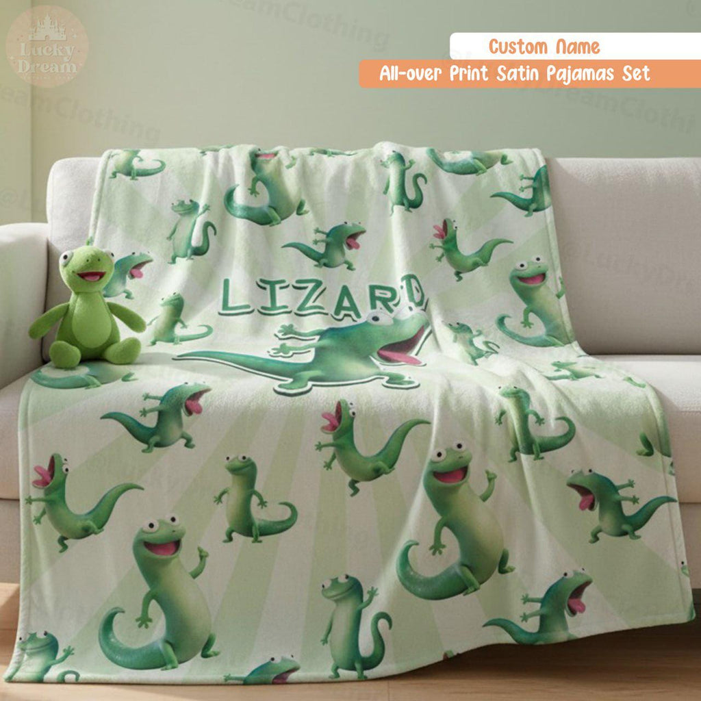 Custom Name Tom Lizard Meme Baby Blanket, Personalized Disney Pixar Movie Hoppers Blanket, Baby Shower Gift, Lizard Funny Bday Gift For Kids