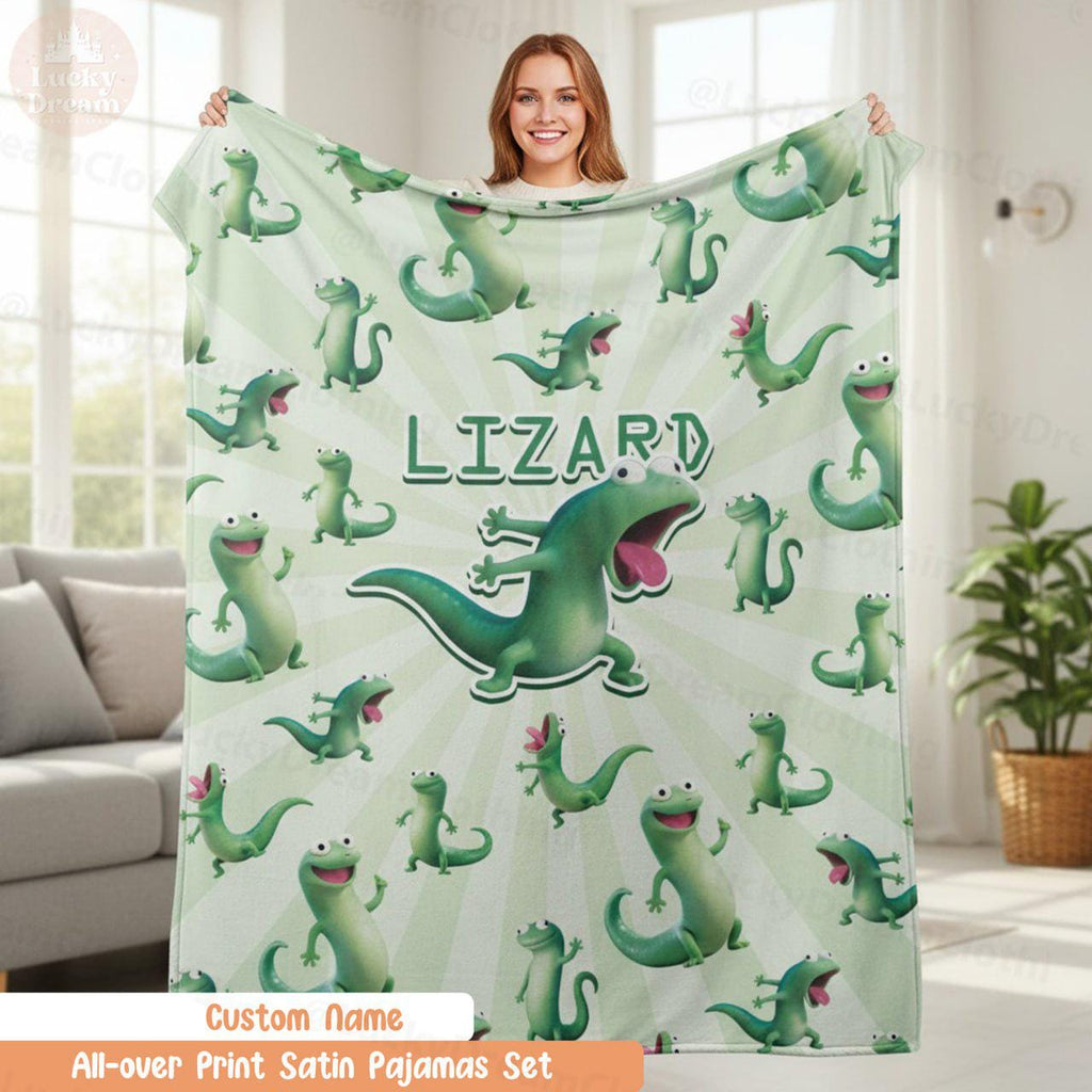 Custom Name Tom Lizard Meme Baby Blanket, Personalized Disney Pixar Movie Hoppers Blanket, Baby Shower Gift, Lizard Funny Bday Gift For Kids
