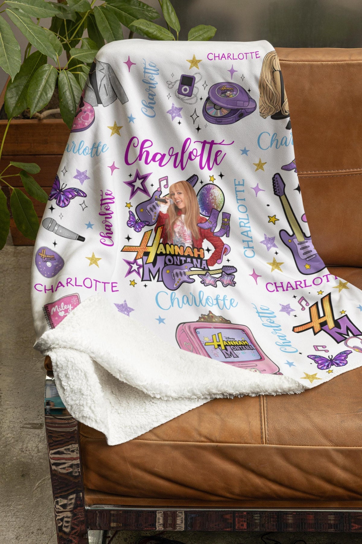 Personalized Hannah Montana Blanket, Minky Flannel Throw, Custom Name Gift