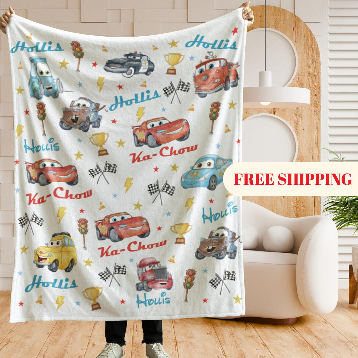 Lightning McQueen Baby Blanket, Baby Shower Gift, Customizable Blanket, Disney Blanket, Disney Home Decor, Cars Blanket, Sherpa Blanket
