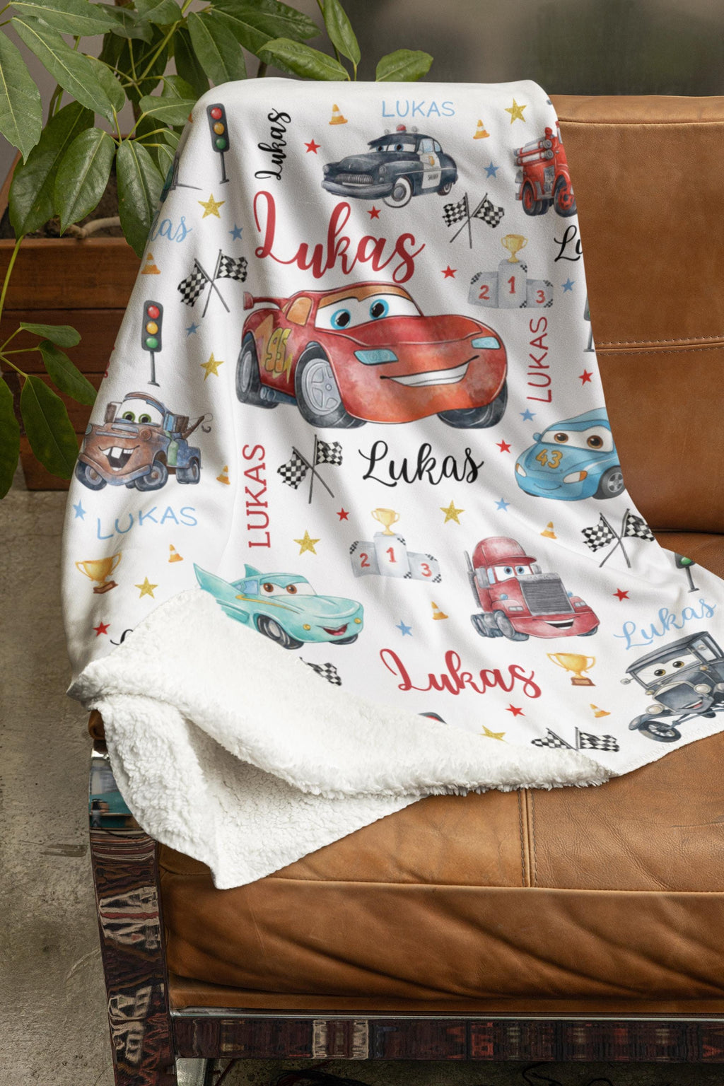 Lightning McQueen Baby Blanket, Baby Shower Gift, Customizable Blanket, Disney Blanket, Disney Home Decor, Cars Blanket, Sherpa Blanket