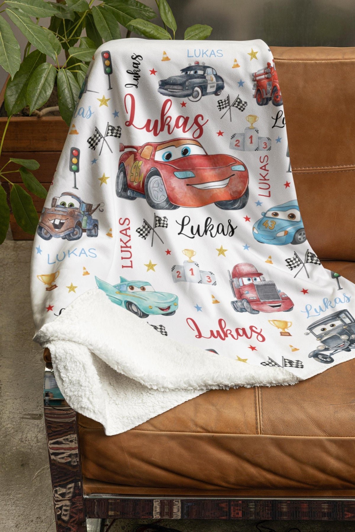 Lightning McQueen Baby Blanket, Baby Shower Gift, Customizable Blanket, Disney Blanket, Disney Home Decor, Cars Blanket, Sherpa Blanket