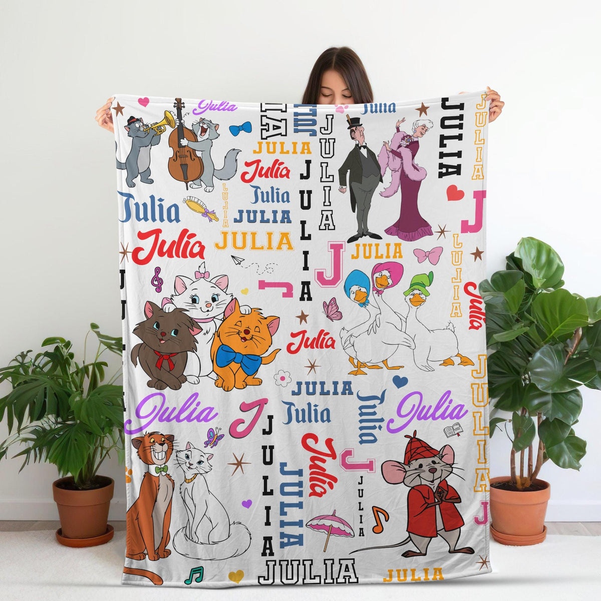 Custom Aristocats Inspired Bedding, Personalized Name Blanket, Baby Shower Gift, Soft Minky Blanket for Girls, Kids Room Decor, Custom Gift
