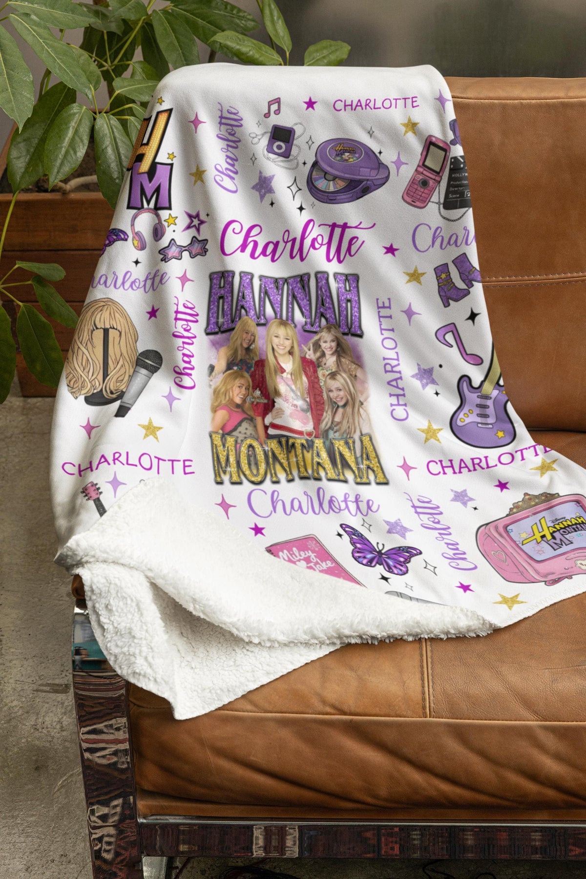 Personalized Hannah Montana Blanket, Minky Flannel Throw, Custom Name Gift