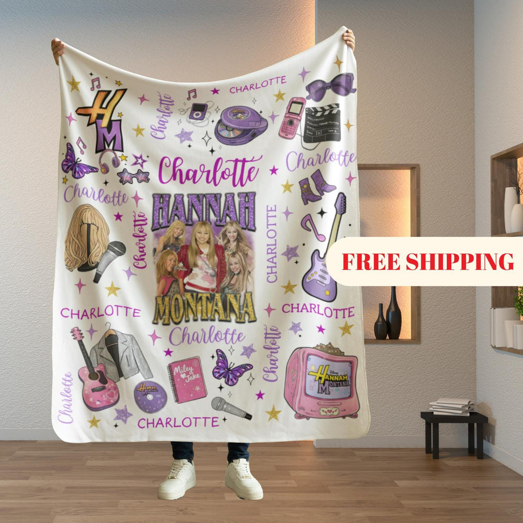 Personalized Hannah Montana Blanket, Minky Flannel Throw, Custom Name Gift