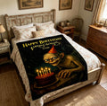 Personalized Gollum Happy Birthday Woven Blanket, Custom Funny Precious LOTR Blanket Soft Throw Geek Gift Decor