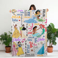 Custom Name Princess Blanket for Girls, Personalized Disney Princess Kids Throw, Birthday Gift for Daughter Granddaughter, Minky Fleece Baby
