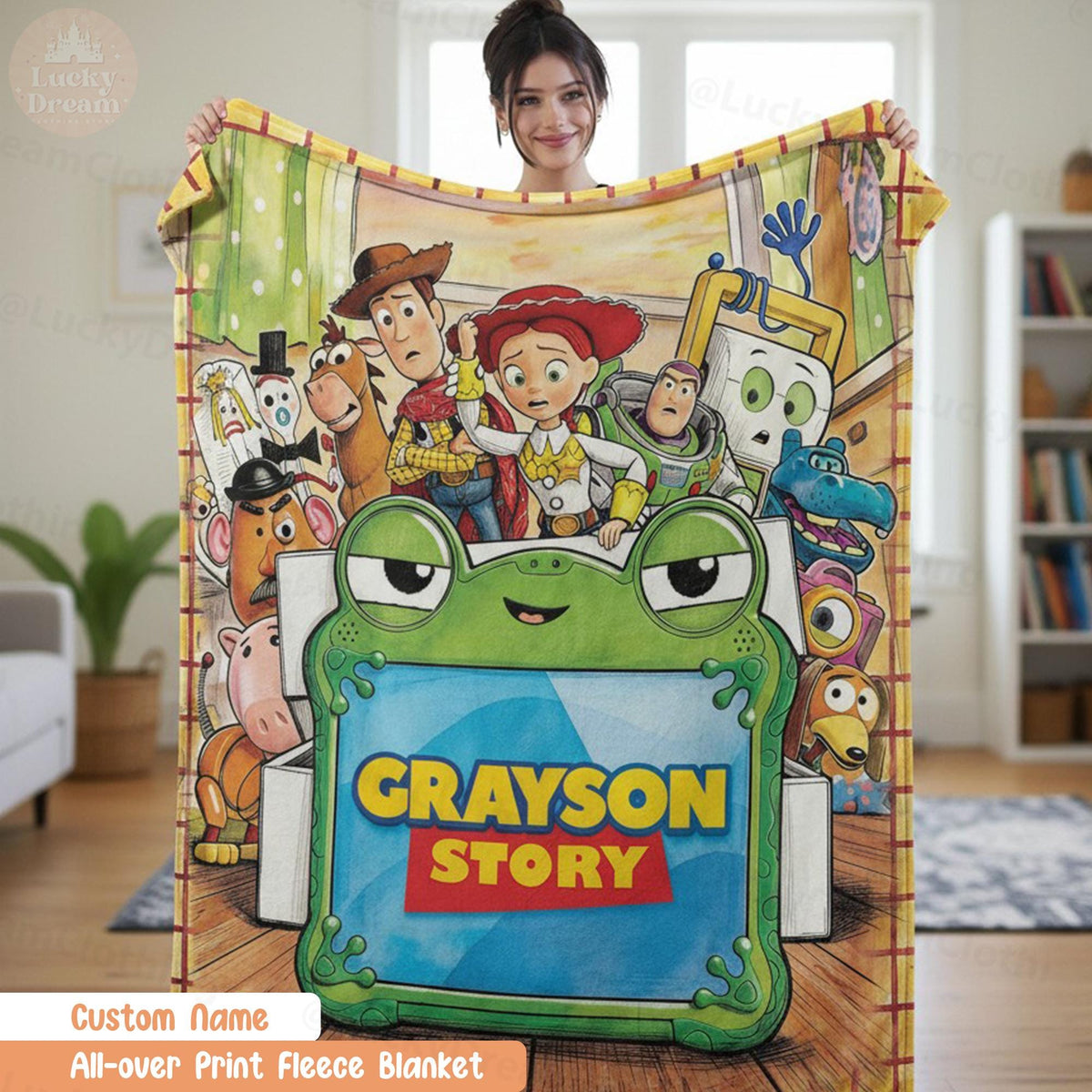 Personalized Toy Story 5 Blanket, Custom Name Disney Toy Story Blanket, Woody Buzz Lightyear Jessie Blanket, Toy Story 5 Gift for Boy, Girl