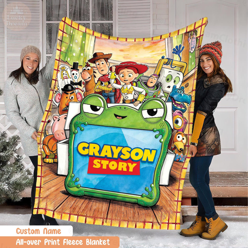 Personalized Toy Story 5 Blanket, Custom Name Disney Toy Story Blanket, Woody Buzz Lightyear Jessie Blanket, Toy Story 5 Gift for Boy, Girl