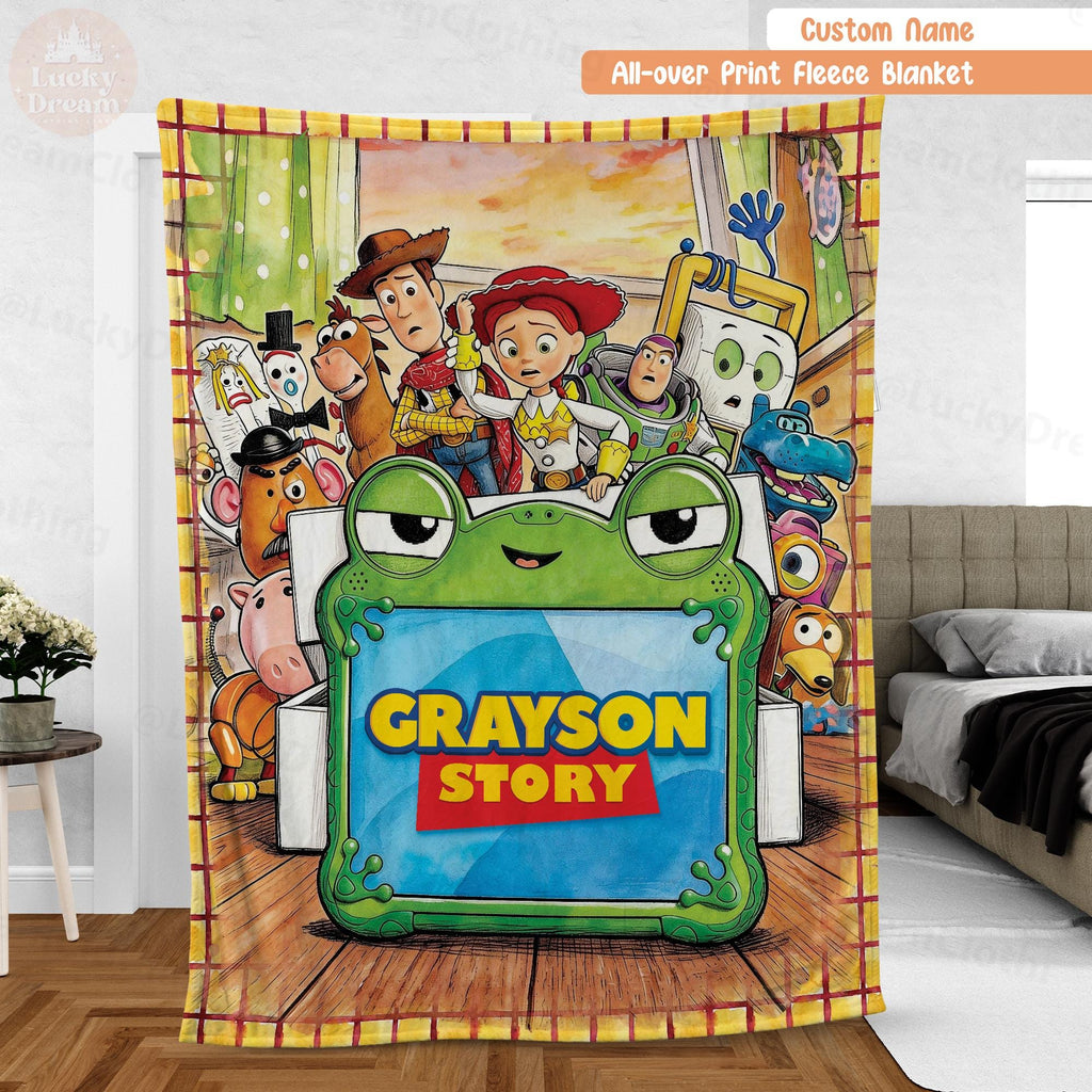 Personalized Toy Story 5 Blanket, Custom Name Disney Toy Story Blanket, Woody Buzz Lightyear Jessie Blanket, Toy Story 5 Gift for Boy, Girl