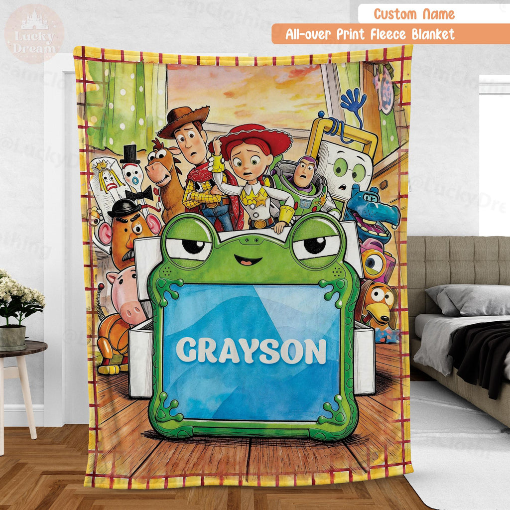 Personalized Toy Story 5 Blanket, Custom Name Disney Toy Story Blanket, Woody Buzz Lightyear Jessie Blanket, Toy Story 5 Gift for Boy, Girl